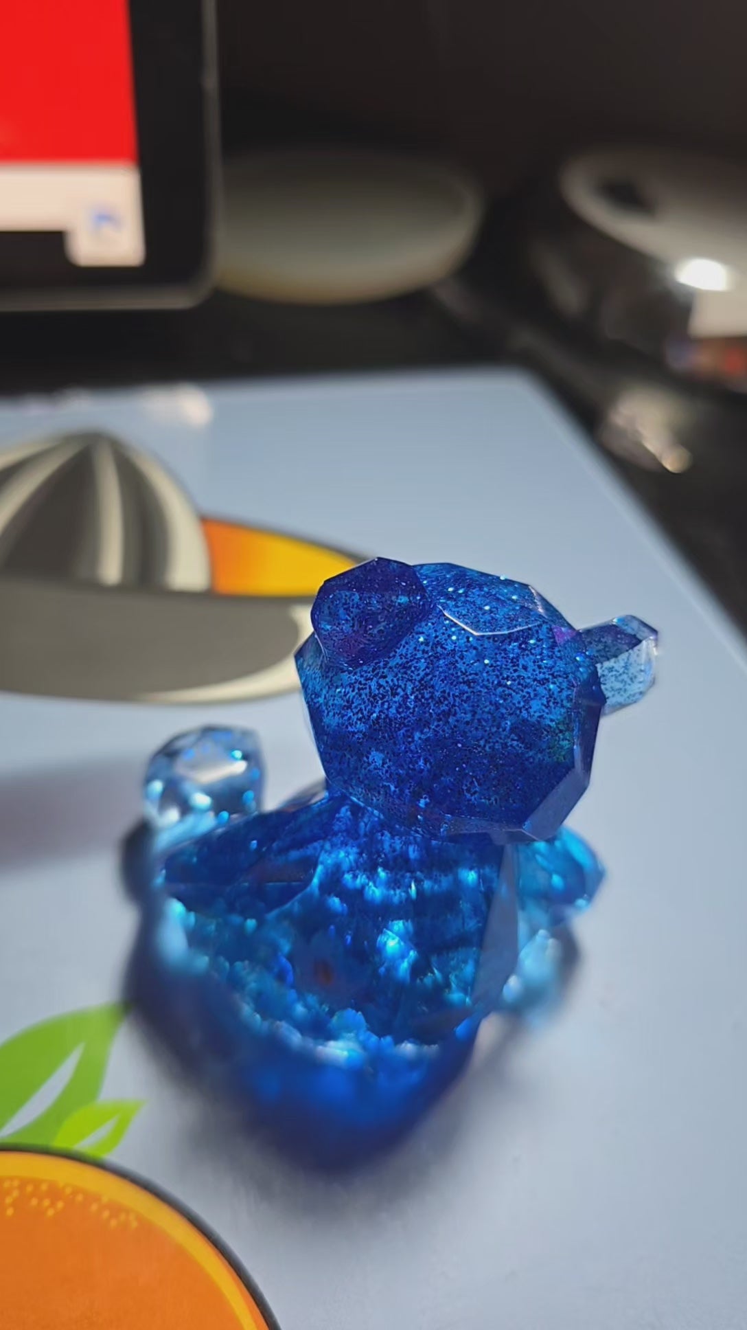 Resin remembrance bear containing ashes