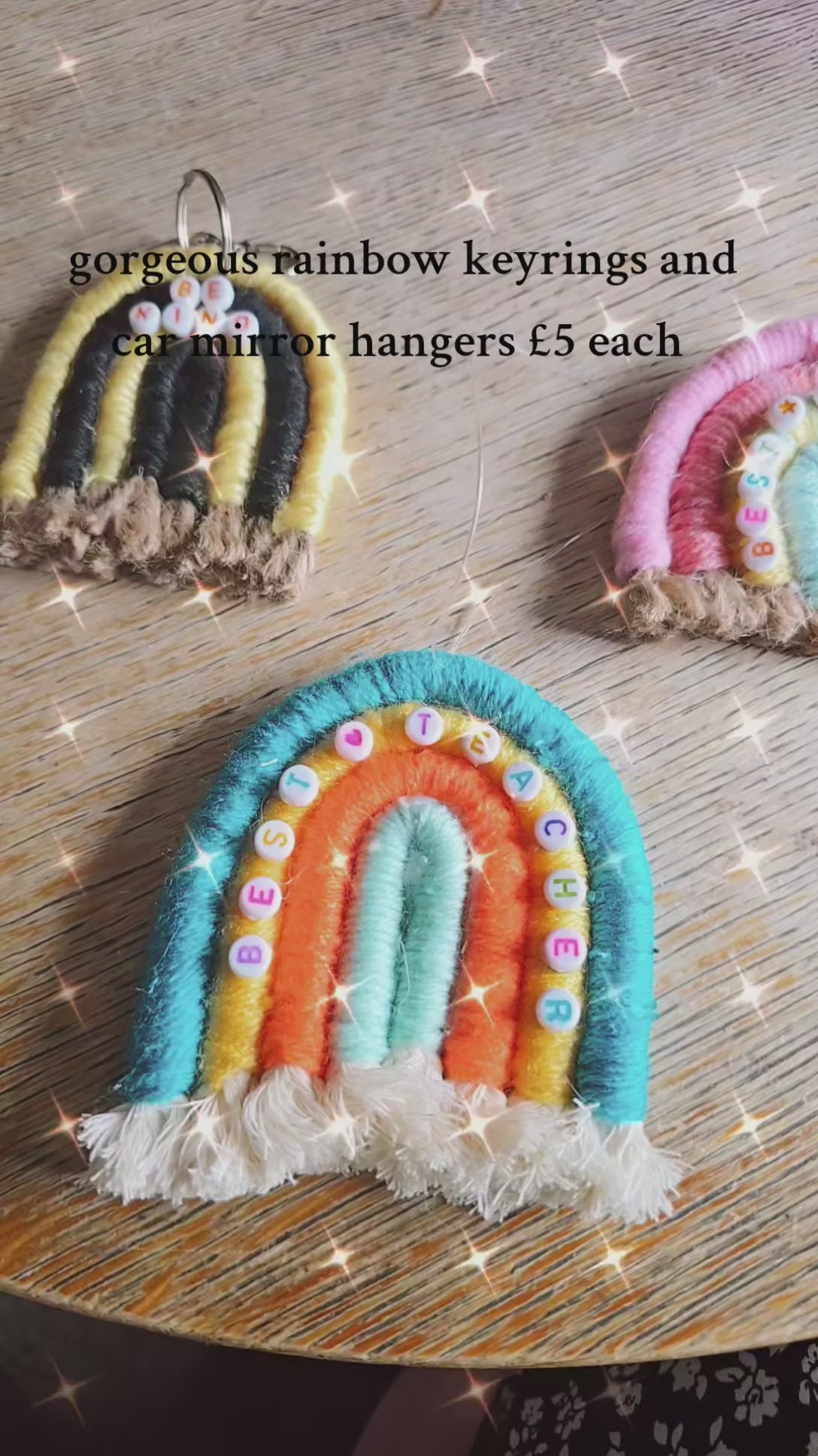 Rainbow keyring/car mirror